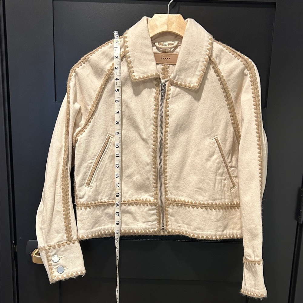 BLANKNYC Women's Cream Zip-Front Jacket with Trim, XS